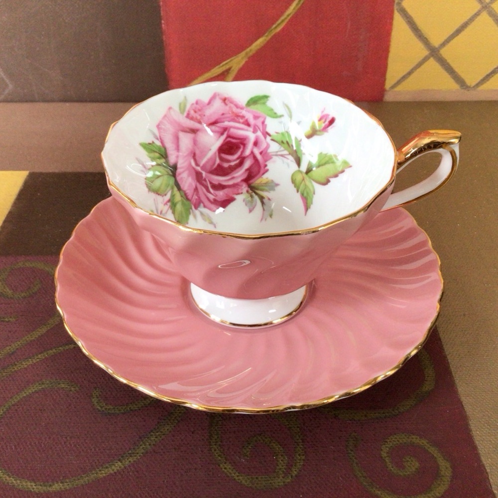 Aynsley Roses Pink Teacup And Saucer